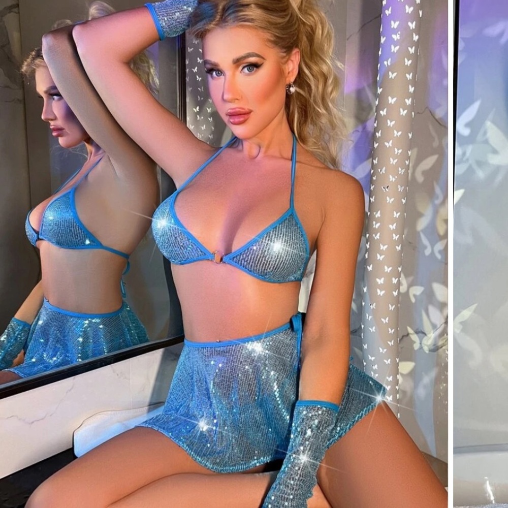 Sequin Ring Linked Lingerie Set